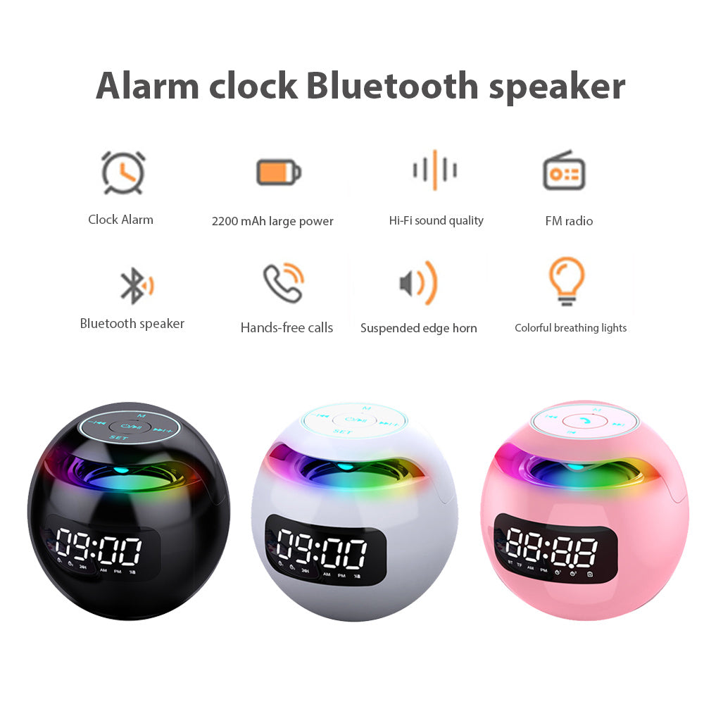 Novo Relógio Despertador Sem Fio Portátil com Alto-Falante Bluetooth