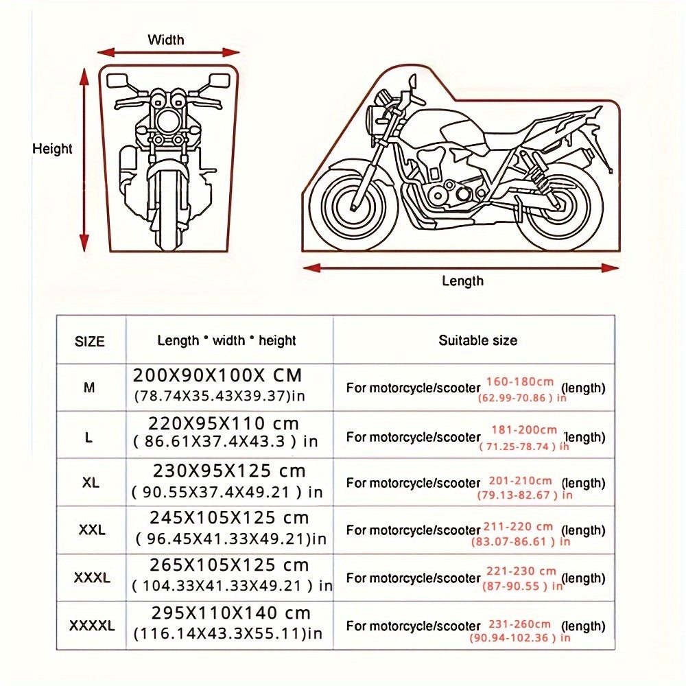 Capa para Moto à Prova d'Água para Todas as Estações com Furos para Cadeado e Bolsa de Armazenamento - Poliéster Durável 210D, Fitas Refletivas de Segurança, Design à Prova de Vento para Proteção Externa