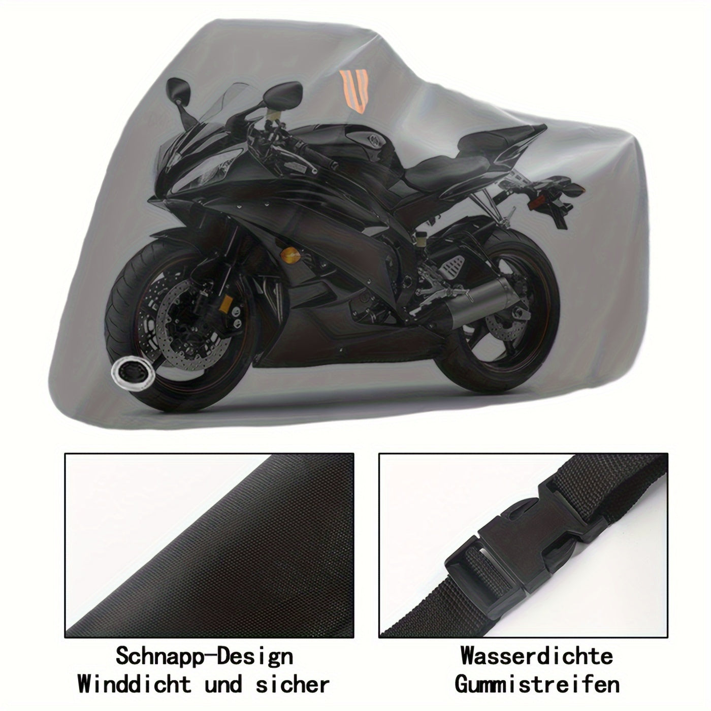 Capa para Moto à Prova d'Água para Todas as Estações com Furos para Cadeado e Bolsa de Armazenamento - Poliéster Durável 210D, Fitas Refletivas de Segurança, Design à Prova de Vento para Proteção Externa