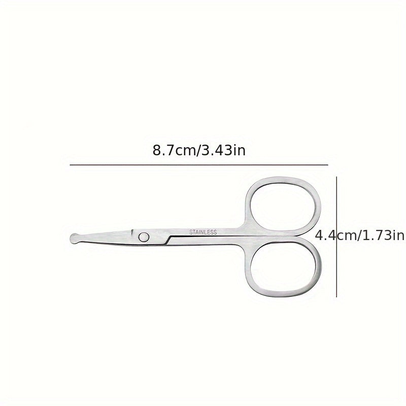 Tesouras de Cabelo Nasal de Aço Inoxidável de Precisão para Homens e Mulheres - Ponta Arredondada Segura para Aparar Sobrancelhas, Barba e Pêlos Faciais