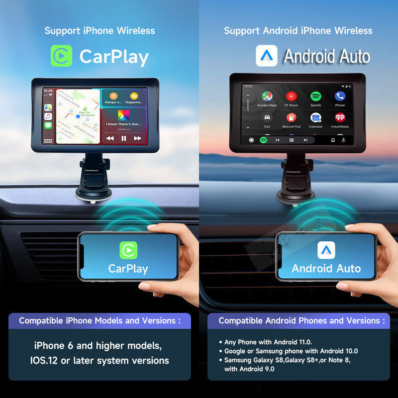 Tela Smart Car de 7 IPS Wireless Carplay Projeção de Telefone Móvel Auto Navegação