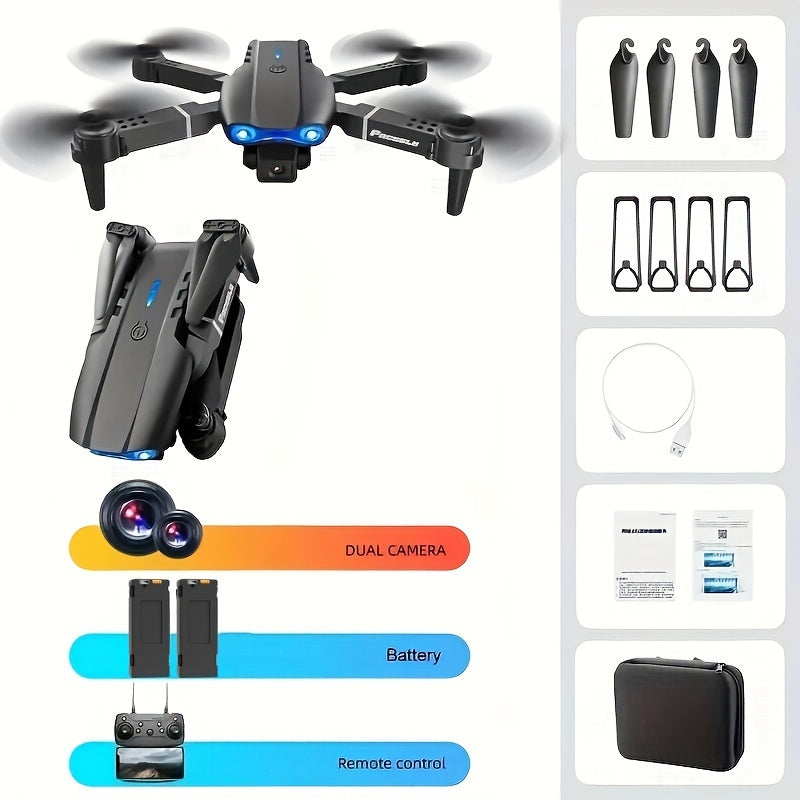 Drone com Câmera Dupla E99 com Baterias Duplas - Conectividade WiFi, Controle Remoto Dobrável, Perfeito para Iniciantes e Presentes, Uso Interno/Externo