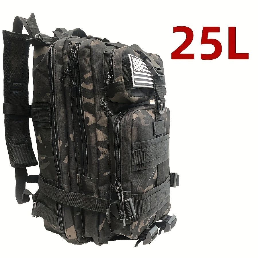 Mochila Impermeável para Atividades ao Ar Livre como Caminhadas, Pesca e Caça - Capacidade de 25L/50L, Tecido Oxford Durável, Design Camo com Fecho de Zíper