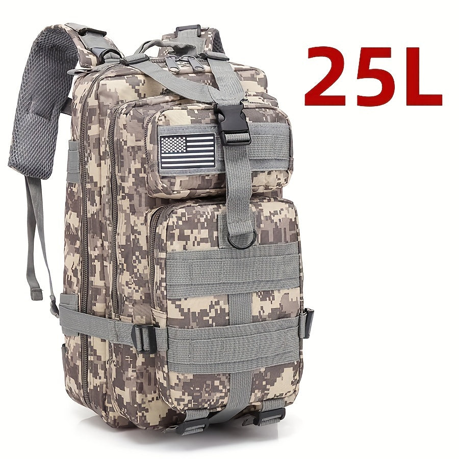 Mochila Impermeável para Atividades ao Ar Livre como Caminhadas, Pesca e Caça - Capacidade de 25L/50L, Tecido Oxford Durável, Design Camo com Fecho de Zíper