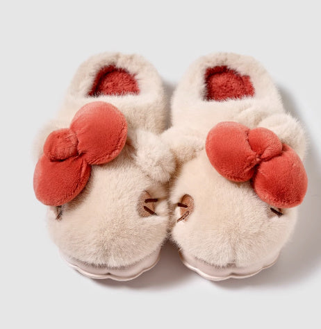 Indoor Warm Girl Plush Slippers For Home Use, Worn Outdoors In Autumn And Winter