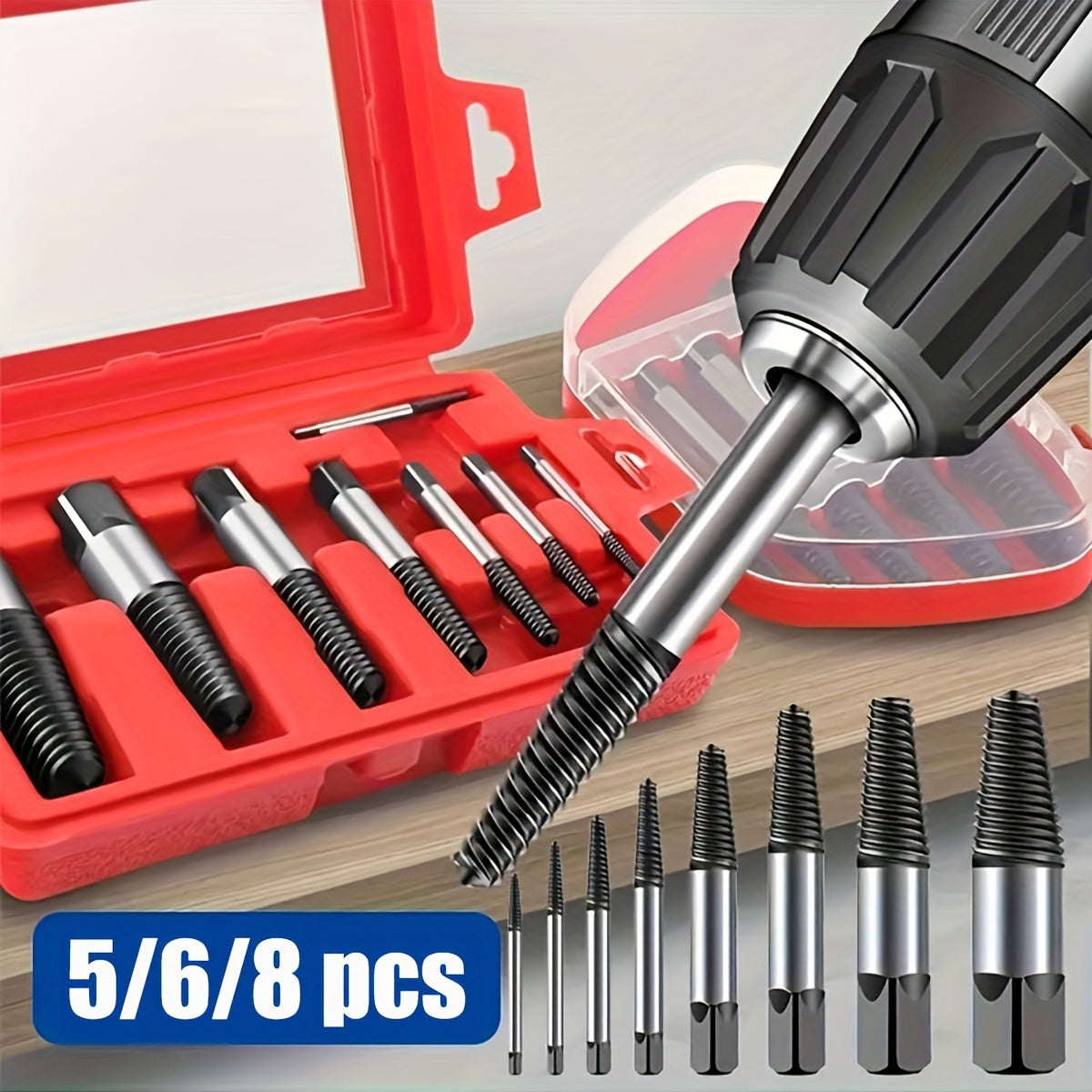 Conjunto de 5/6pcs Extrator de Parafuso Broca de Metal Remover Parafusos Danificados Extrator Ferramentas de Marcenaria Parafuso Quebrado Extrator de Tubo de Água