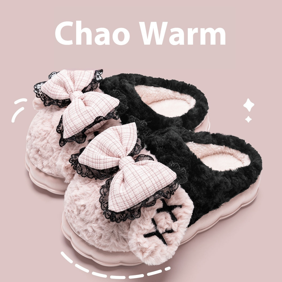 Indoor Warm Girl Plush Slippers For Home Use, Worn Outdoors In Autumn And Winter