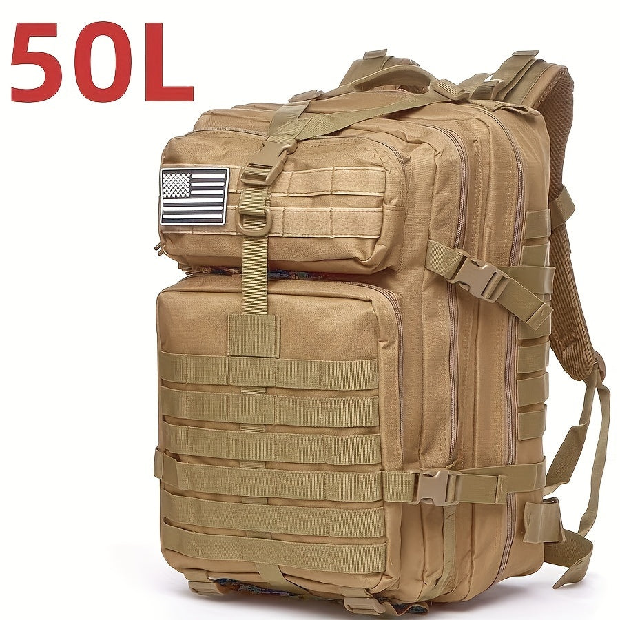 Mochila Impermeável para Atividades ao Ar Livre como Caminhadas, Pesca e Caça - Capacidade de 25L/50L, Tecido Oxford Durável, Design Camo com Fecho de Zíper