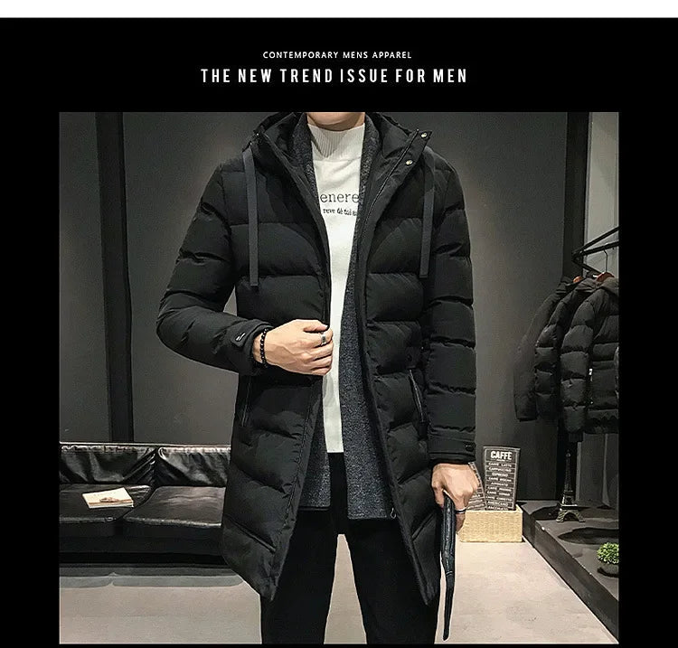 Casacos Longos Masculinos de Inverno Jaquetas Casuais com Capuz Parkas de Inverno de Alta Qualidade Masculinas Verde Aquecidas Tamanhos 8XL