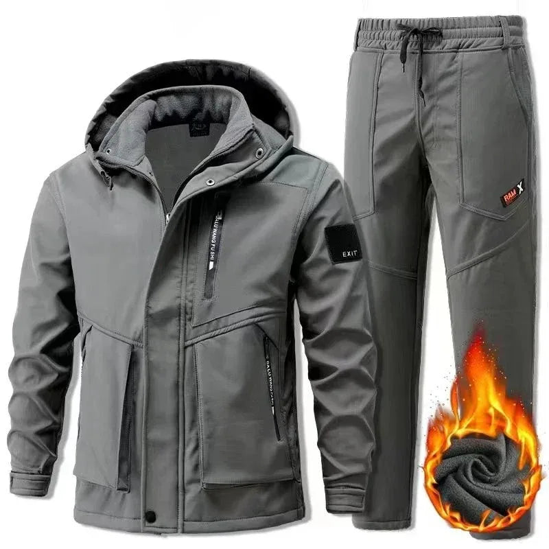 Novo Conjunto de Treino Quente Masculino Roupas Esportivas Outdoor Inverno Conjunto de Duas Peças Homens Padded Aurbado À Prova de Vento Impermeável para Montanhismo e Ciclismo