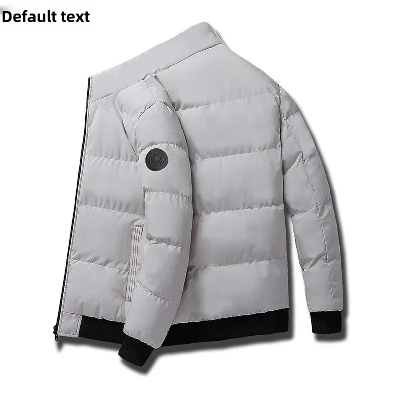 2025 New Men's Winter Fleece-Lined Thickened Cotton Jacket Zippered Woolly Bottom Design Sensibility Cotton-Padded Coat Casual L