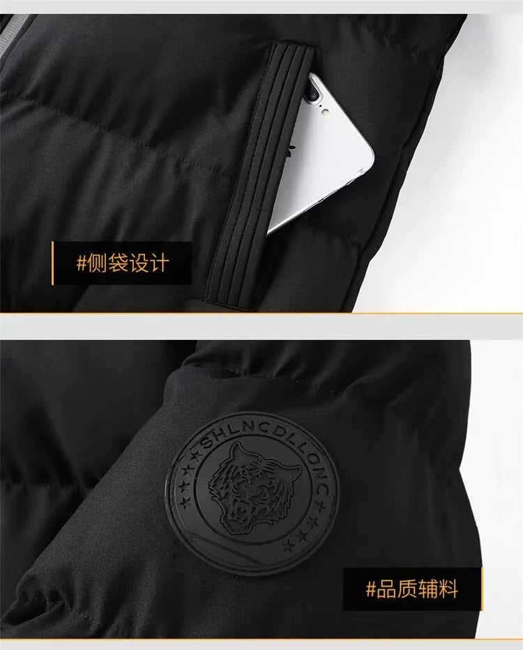 Men's jacket 2025 Fashion Winter Korean Umbro Men's Fashion Warm New Windproof High Quality Polyester Zipper Jacket andPants 2-p