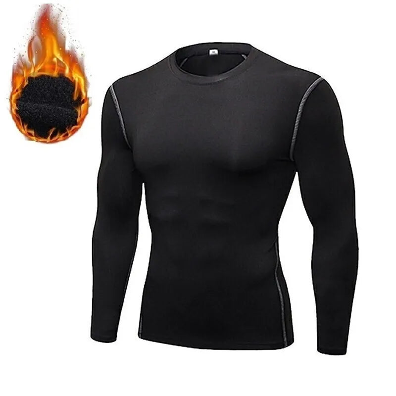 New 2-pieces Winter Warm Men Underwear Set Fleece Thermal Undershirts Long Johns Compression Tights Fitness Sports Tracksuit Set