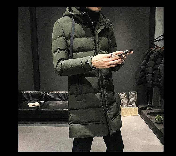 Casacos Longos Masculinos de Inverno Jaquetas Casuais com Capuz Parkas de Inverno de Alta Qualidade Masculinas Verde Aquecidas Tamanhos 8XL