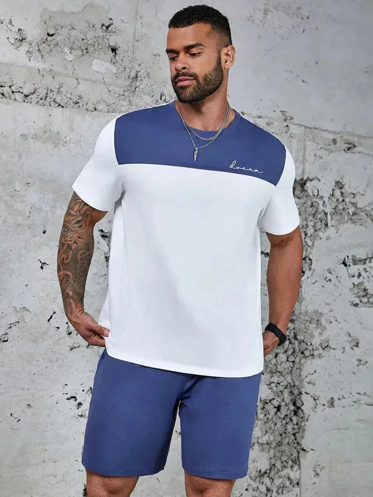 Hot sale summer men's t-shirt + shorts two-piece set, men's casual fitness jogging sportswear, hip hop breathable short sleeve