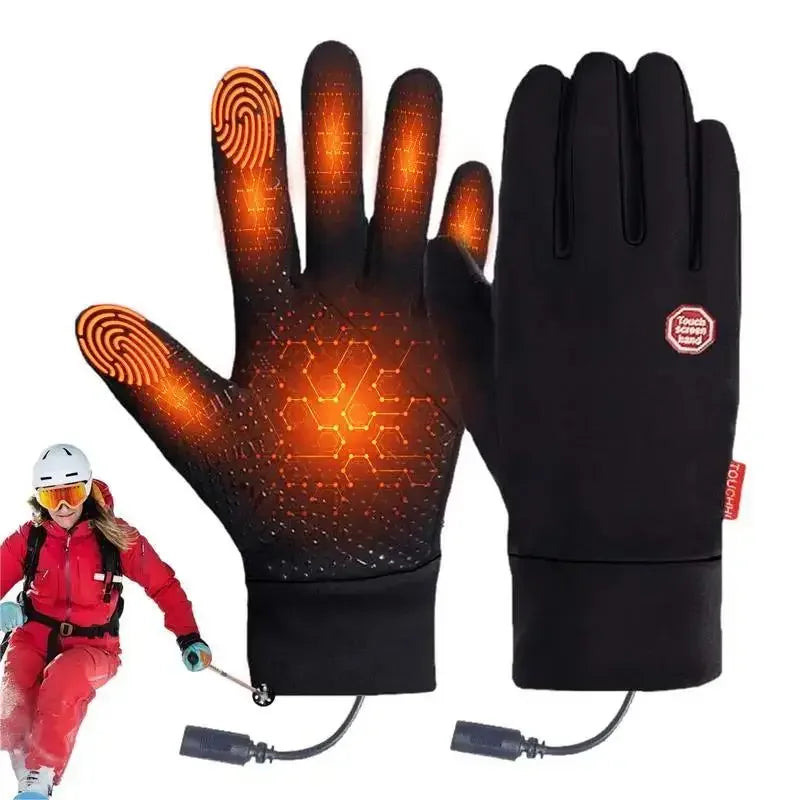 Luvas aquecidas recarregáveis elétricas forradas de inverno para ciclismo ao ar livre, esqui, motociclismo e acessórios de ciclismo, aquecedor de mãos.