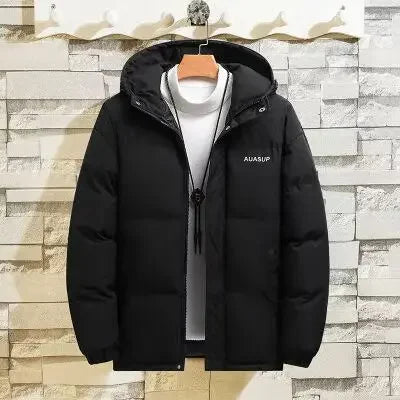 Men's Autumn Winter Hooded Down Cotton Jacket Casual Thickened Cotton Coat Trendy Youth Hooded Parkas Top For Outerwear