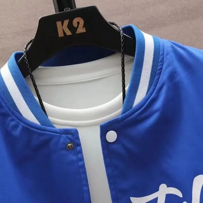 Novo Casaco de Beisebol Preto Masculino Vendendo Bem Jaqueta Esportiva Azul de Rua Harajuku Moda Uniforme de Beisebol Masculino Fino 2024