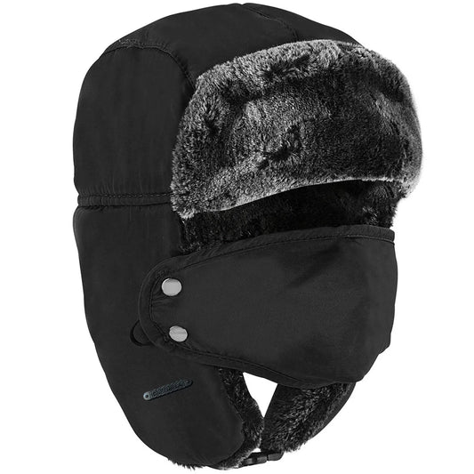 Chapéu Piloto Ushanka - Chapéu de Inverno Trapper Masculino com Máscara à Prova de Vento - Chapéu de Tropas Russas para Caça e Esqui para Homens e Mulheres