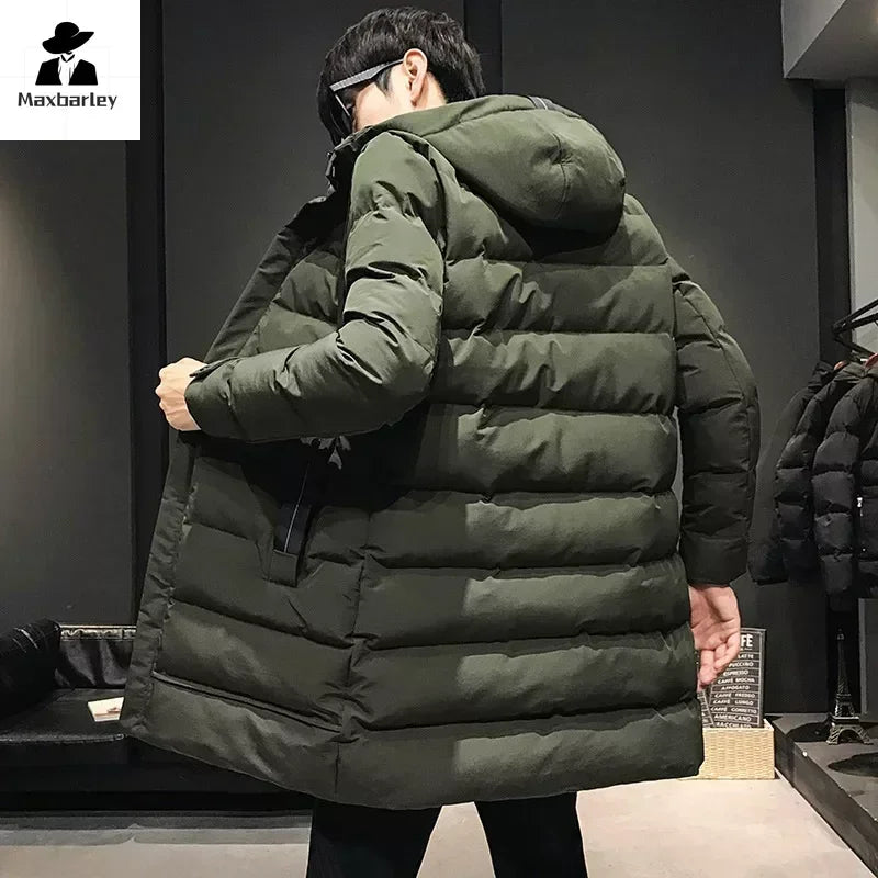 Casacos Longos Masculinos de Inverno Jaquetas Casuais com Capuz Parkas de Inverno de Alta Qualidade Masculinas Verde Aquecidas Tamanhos 8XL