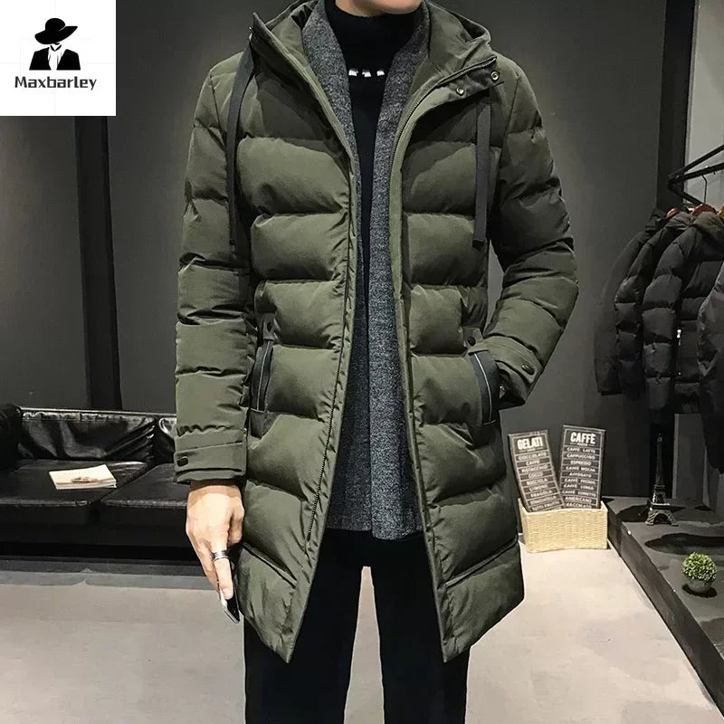 Casacos Longos Masculinos de Inverno Jaquetas Casuais com Capuz Parkas de Inverno de Alta Qualidade Masculinas Verde Aquecidas Tamanhos 8XL