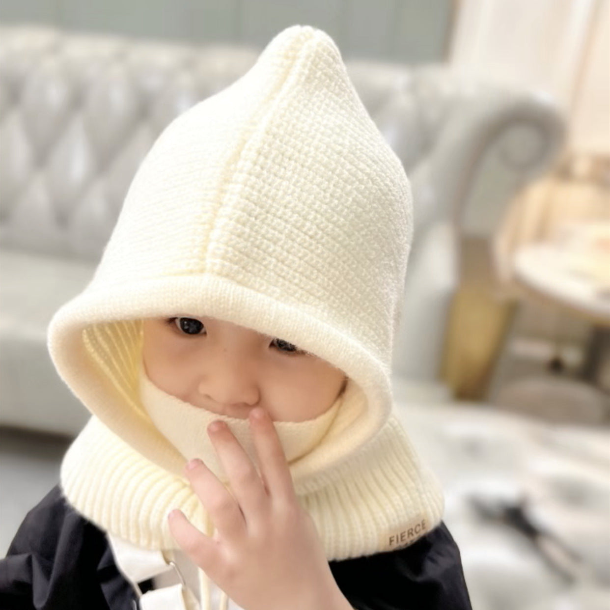 Winter Children Balaclava Knitted Cute Beanie Hats Baby Girls Boys Kids Hoodie Hat Scarf Mask