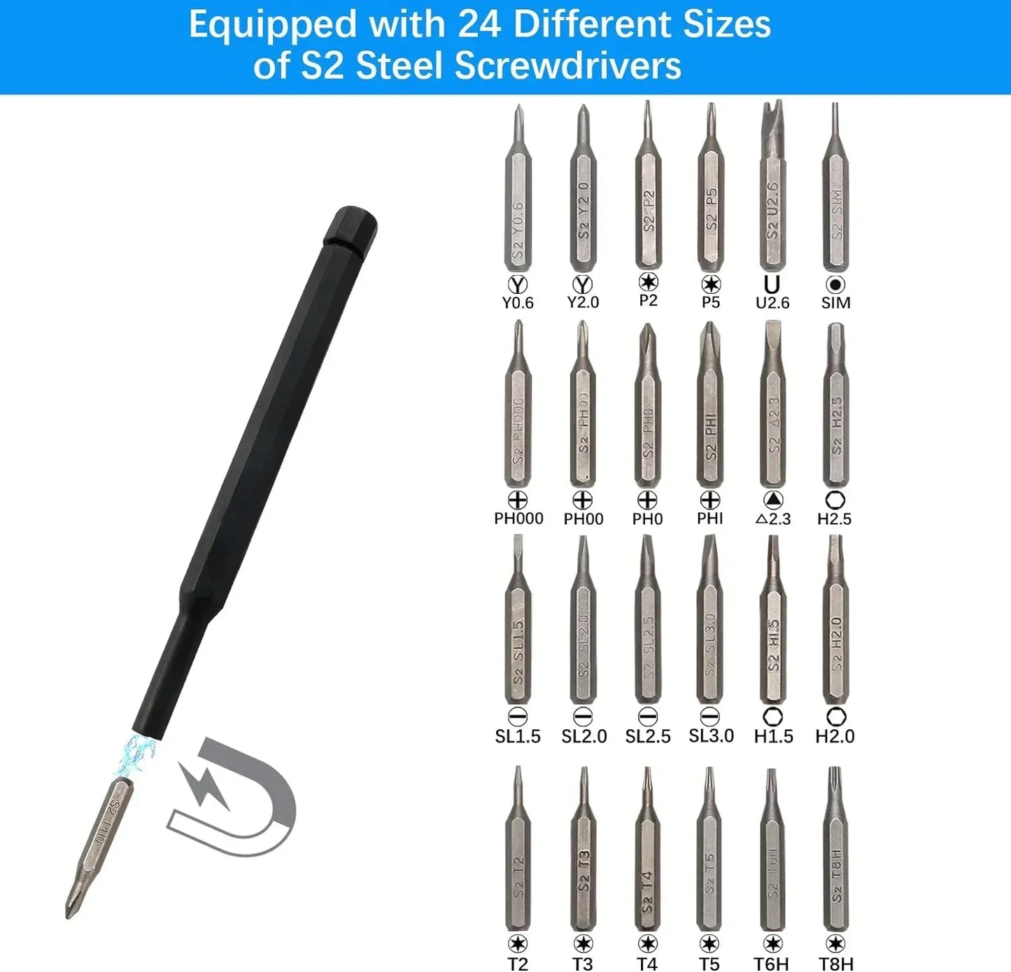 Conjunto de Chaves de Precisão 25 em 1 Mini Kit de Ferramentas de Reparação Torx Phillips Pontas de Chave de Fenda Magnéticas para Xiaomi Iphoine Laptop Relógio