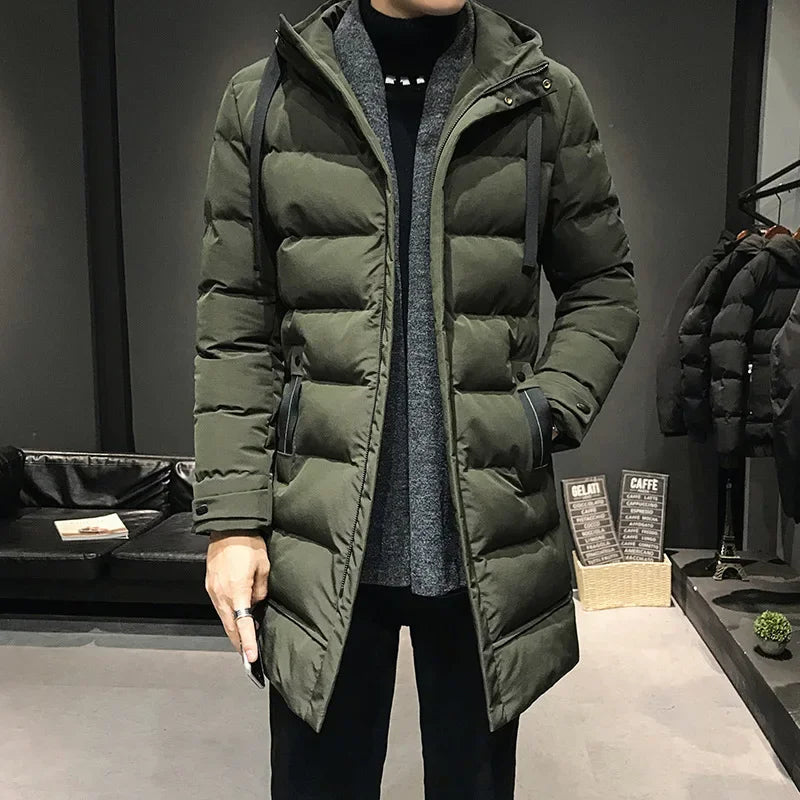 Casacos Longos Masculinos de Inverno Jaquetas Casuais com Capuz Parkas de Inverno de Alta Qualidade Masculinas Verde Aquecidas Tamanhos 8XL