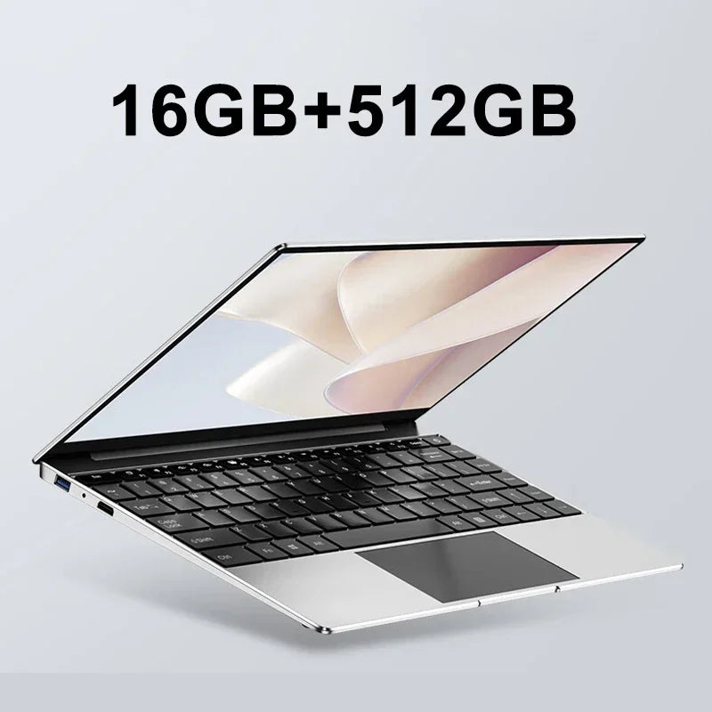 Laptop Ultra Slim 14,1" 16GB RAM 2TB SSD Intel N3700 Notebook Gamer 1920*1080 Display Computador de Escritório Estudo PC Windows 11 Pro