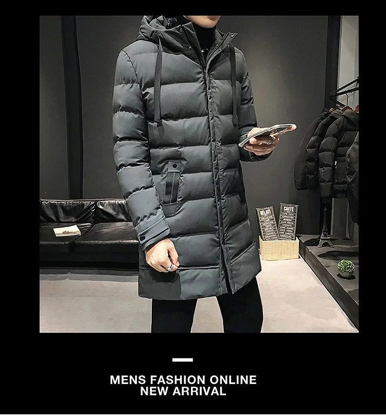 Casacos Longos Masculinos de Inverno Jaquetas Casuais com Capuz Parkas de Inverno de Alta Qualidade Masculinas Verde Aquecidas Tamanhos 8XL