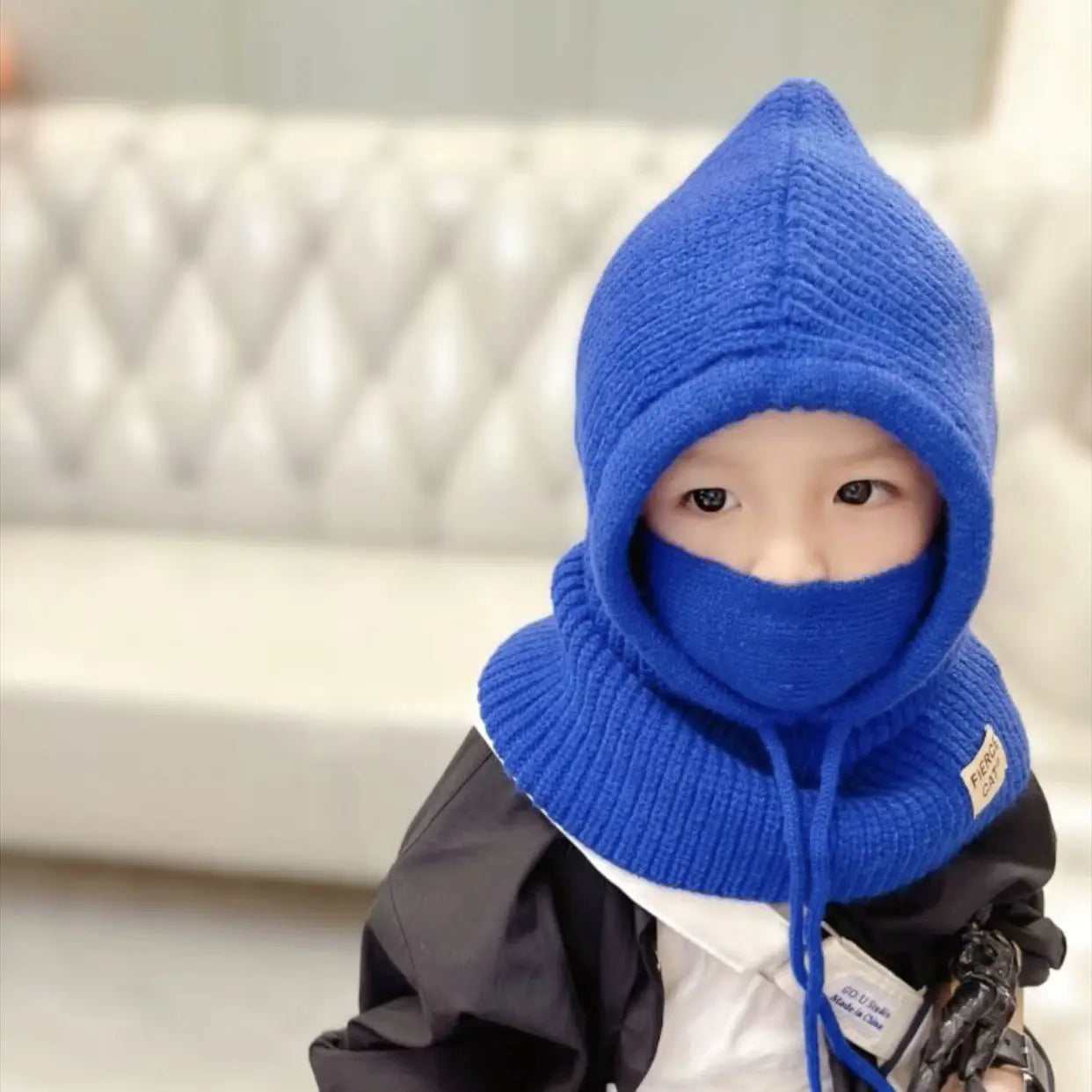 Winter Children Balaclava Knitted Cute Beanie Hats Baby Girls Boys Kids Hoodie Hat Scarf Mask