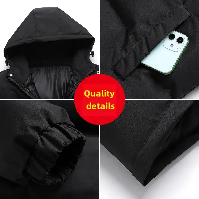 Men's Autumn Winter Hooded Down Cotton Jacket Casual Thickened Cotton Coat Trendy Youth Hooded Parkas Top For Outerwear