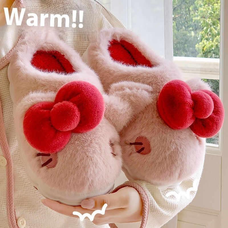 Indoor Warm Girl Plush Slippers For Home Use, Worn Outdoors In Autumn And Winter