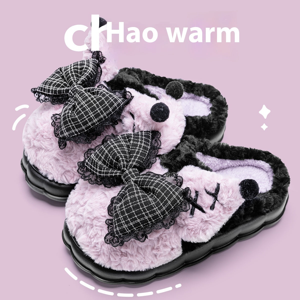 Indoor Warm Girl Plush Slippers For Home Use, Worn Outdoors In Autumn And Winter