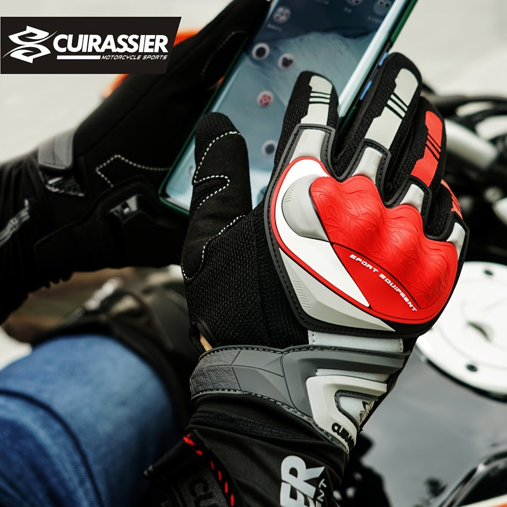 Luvas de Motociclista Cuirassier Respirável com Dedos Completos Proteção  Luvas de Motocicleta Luvas Refletivas Noturnas com Tela Sensível ao Toque para Scooter e ATV