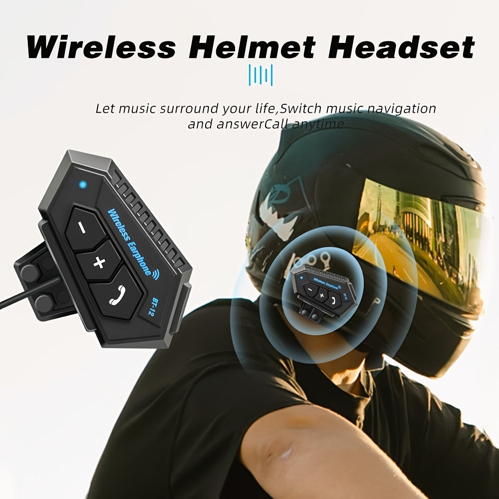 Fone de ouvido sem fio para capacete de motocicleta BT 5.0, kit de chamada mãos-livres, alto-falante reprodutor de música estéreo, fone de ouvido/auricular sem função de intercomunicador.