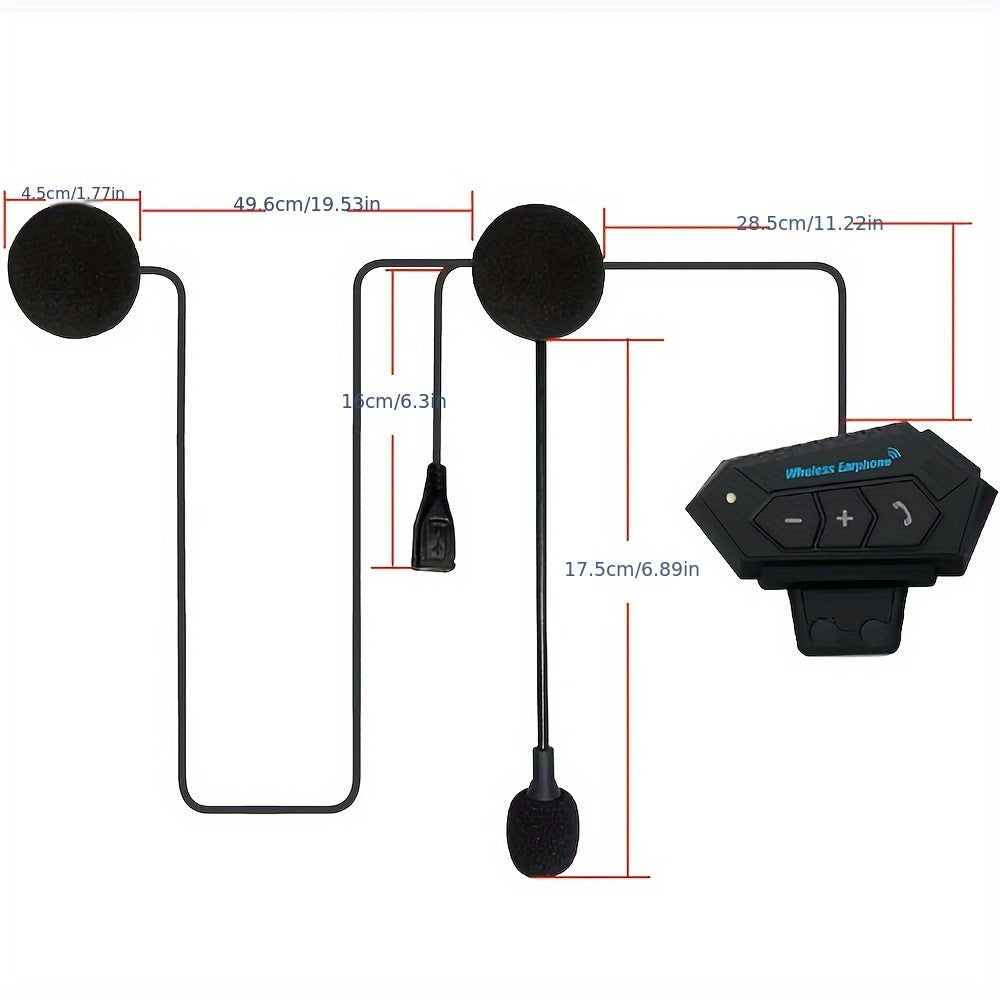 Fone de ouvido sem fio para capacete de motocicleta BT 5.0, kit de chamada mãos-livres, alto-falante reprodutor de música estéreo, fone de ouvido/auricular sem função de intercomunicador.