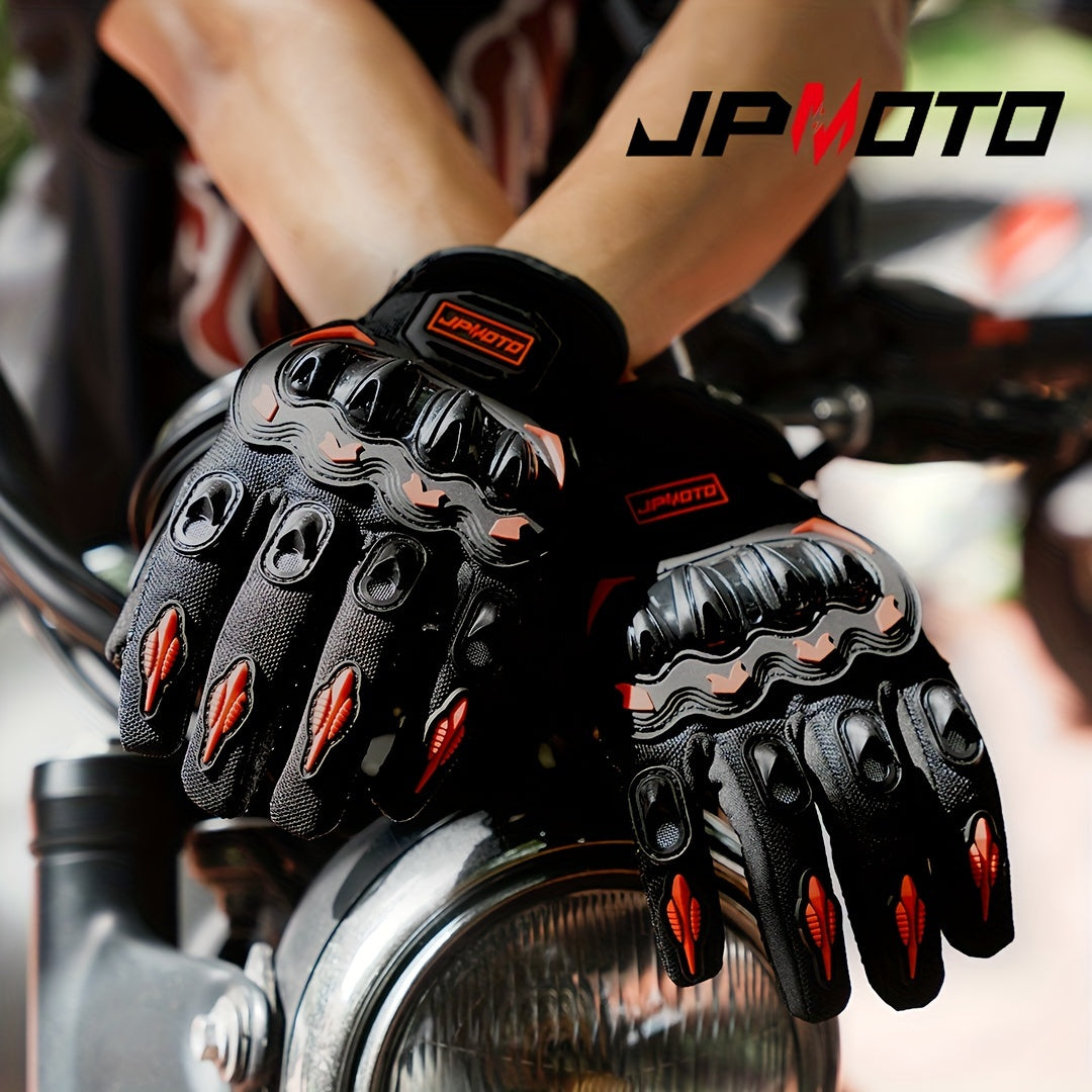 Luvas de Motocicleta JPMOTO, Respiráveis e Resistentes ao Uso, com Dedos Completos e Capacidade de Tela Sensível ao Toque, Material em PVC, Fecho com Estribo Ajustável para Proteção em Corridas - Todas as Estações